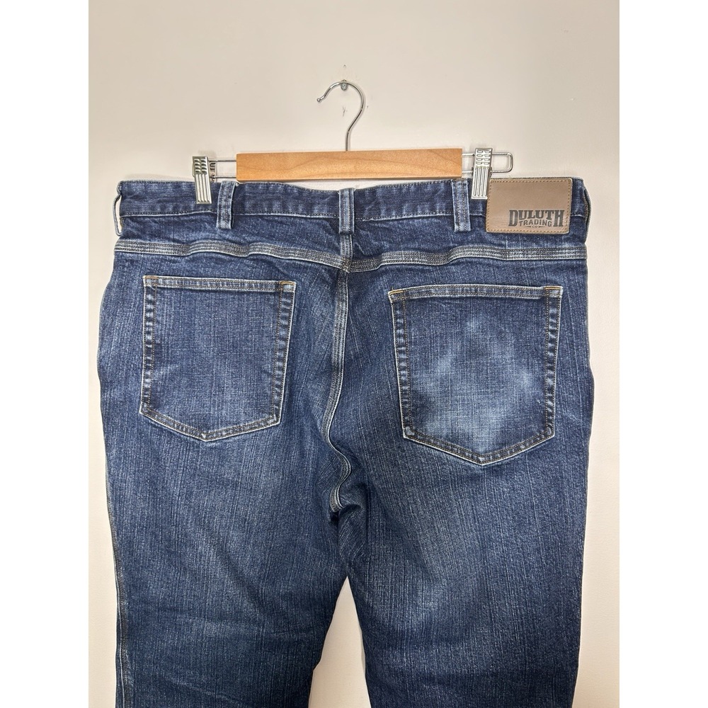 Duluth Trading Co Flex Ballroom Men's Dark Blue Denim Jeans Relaxed Size 38x28 - Picture 4 of 10